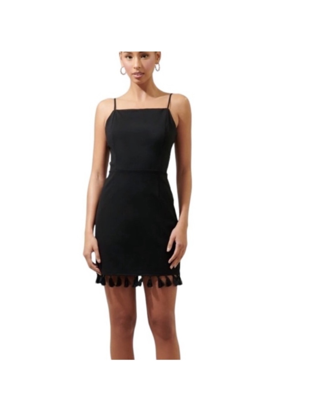 NWT Sugar-lips DARK NAVY Spaghetti-Strap Tassel Mini Dress Virgo Size Medium
